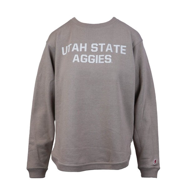 A taupe women's sweatshirt with Utah State Aggies.